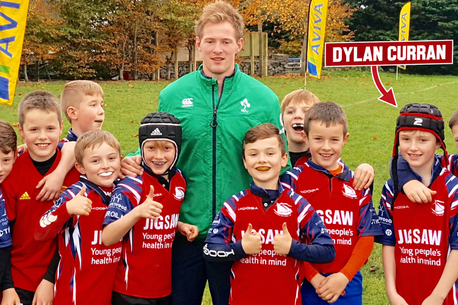 Dylan Curran with Irish international rugby player Kieran Marmion