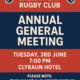 Galway Bay Rugby Club AGM – Tuesday 3rd June at the Clybaun Hotel